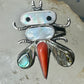 Dragonfly ring Native American Abalone coral MOP band size 4.7 sterling silver women girls