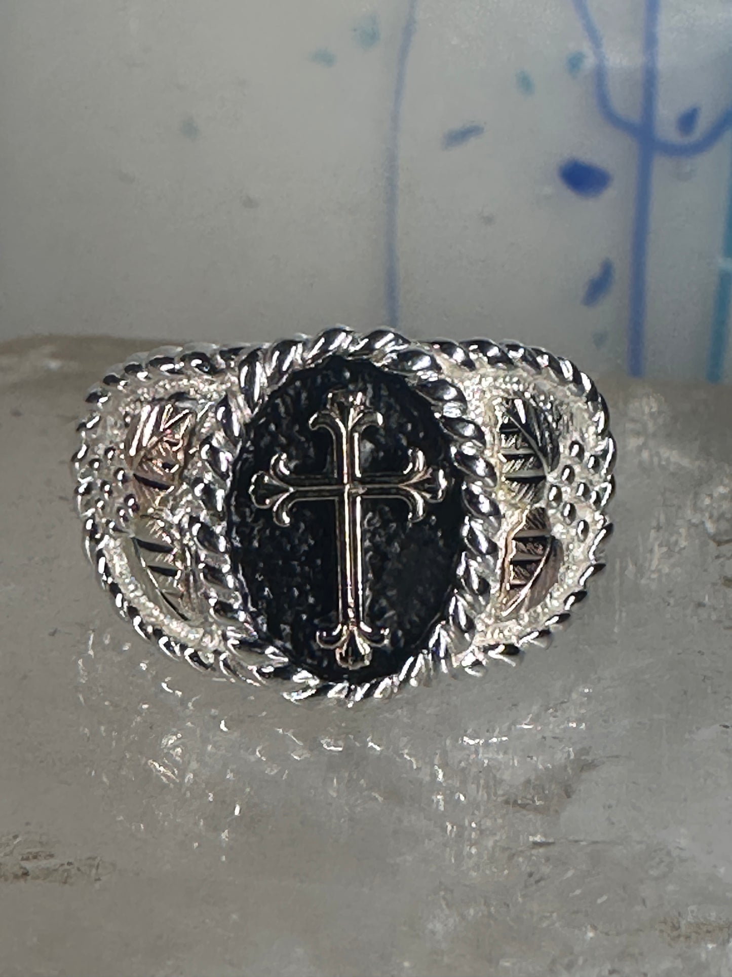 Black Hills Gold ring Cross band Religious Christian size 10.5 sterling silver women men