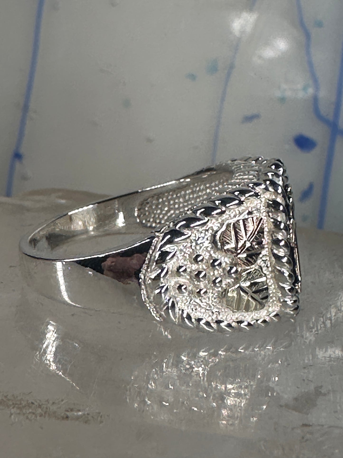 Black Hills Gold ring Cross band Religious Christian size 10.5 sterling silver women men