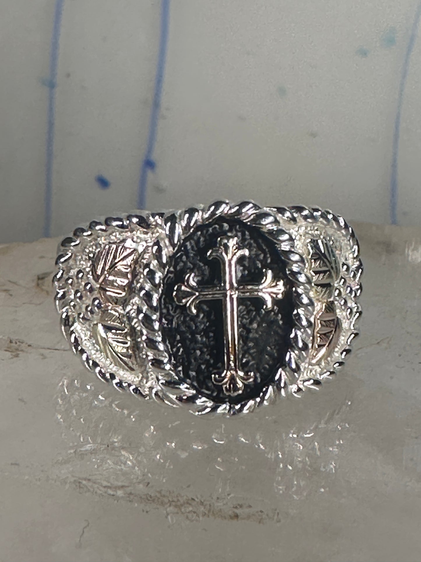 Black Hills Gold ring Cross band Religious Christian size 10.5 sterling silver women men