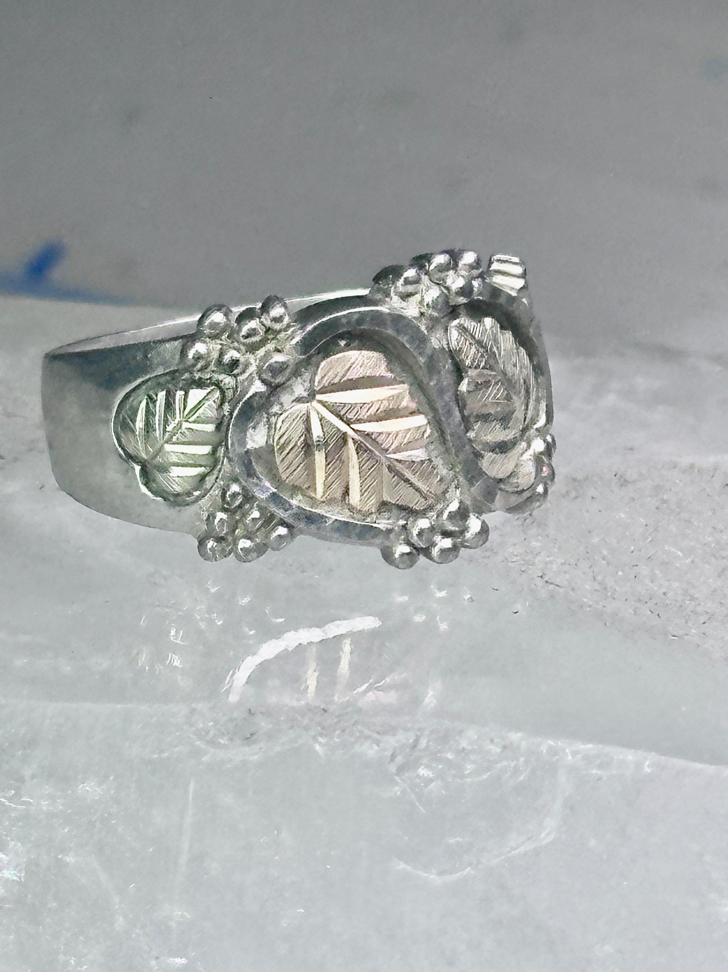 Black Hills Gold Ring leaves wedding band size 7.75 sterling silver women men