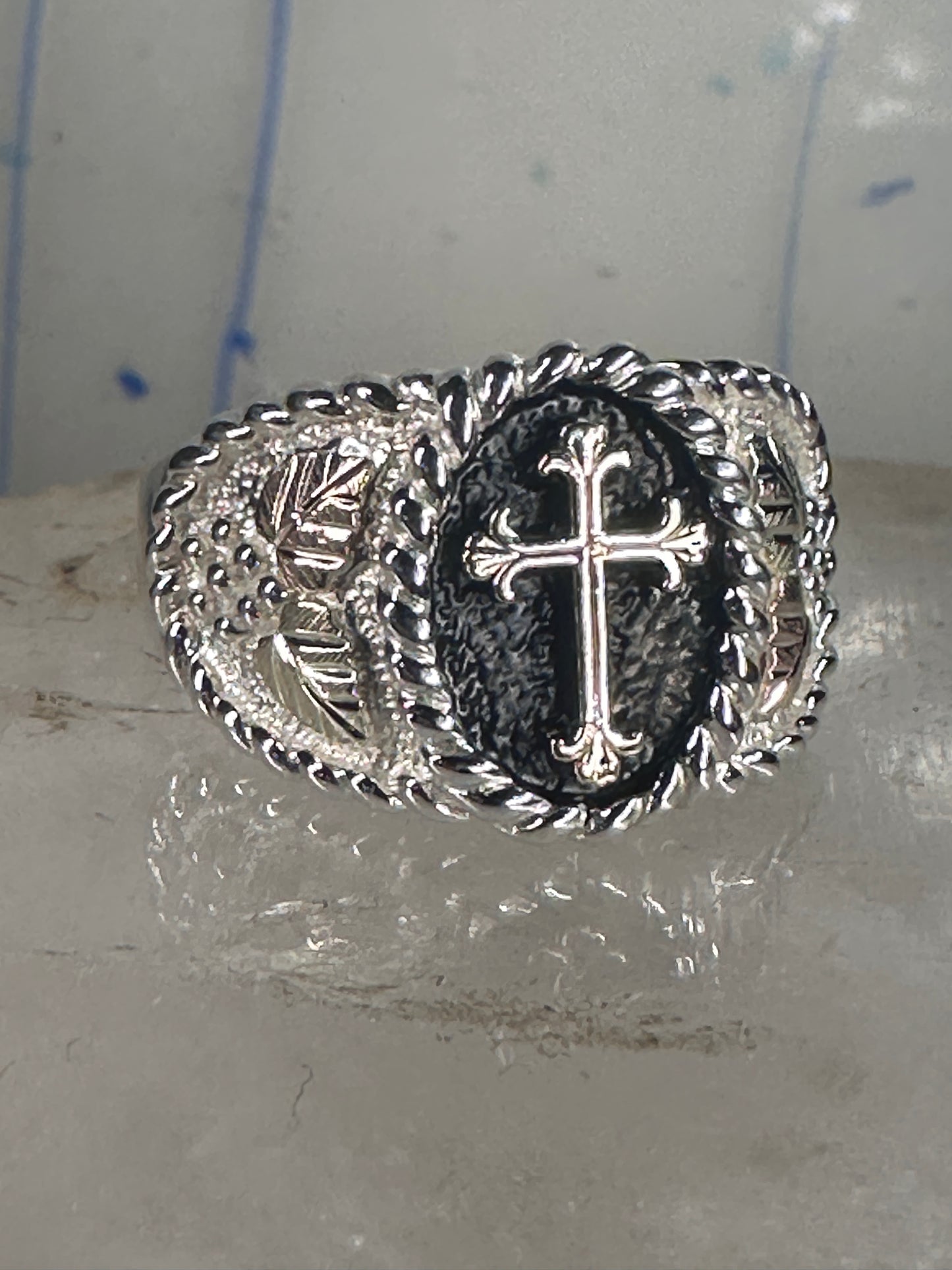 Black Hills Gold ring Cross band Religious Christian size 10.5 sterling silver women men