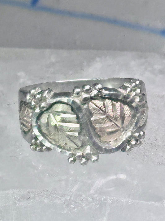 Black Hills Gold Ring leaves wedding band size 7.75 sterling silver women men