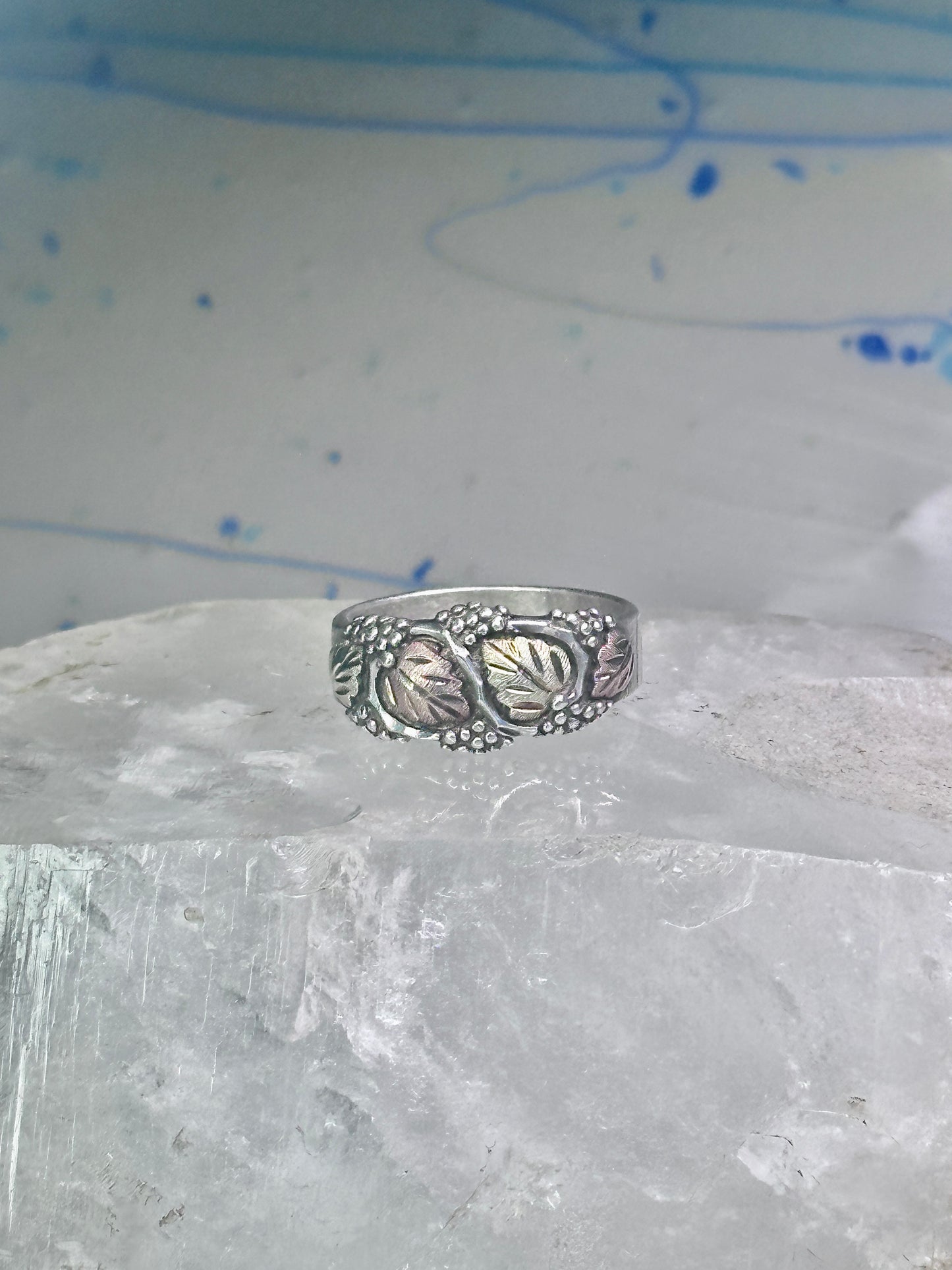 Black Hills Gold Ring leaves wedding band size 10.75 sterling silver women men