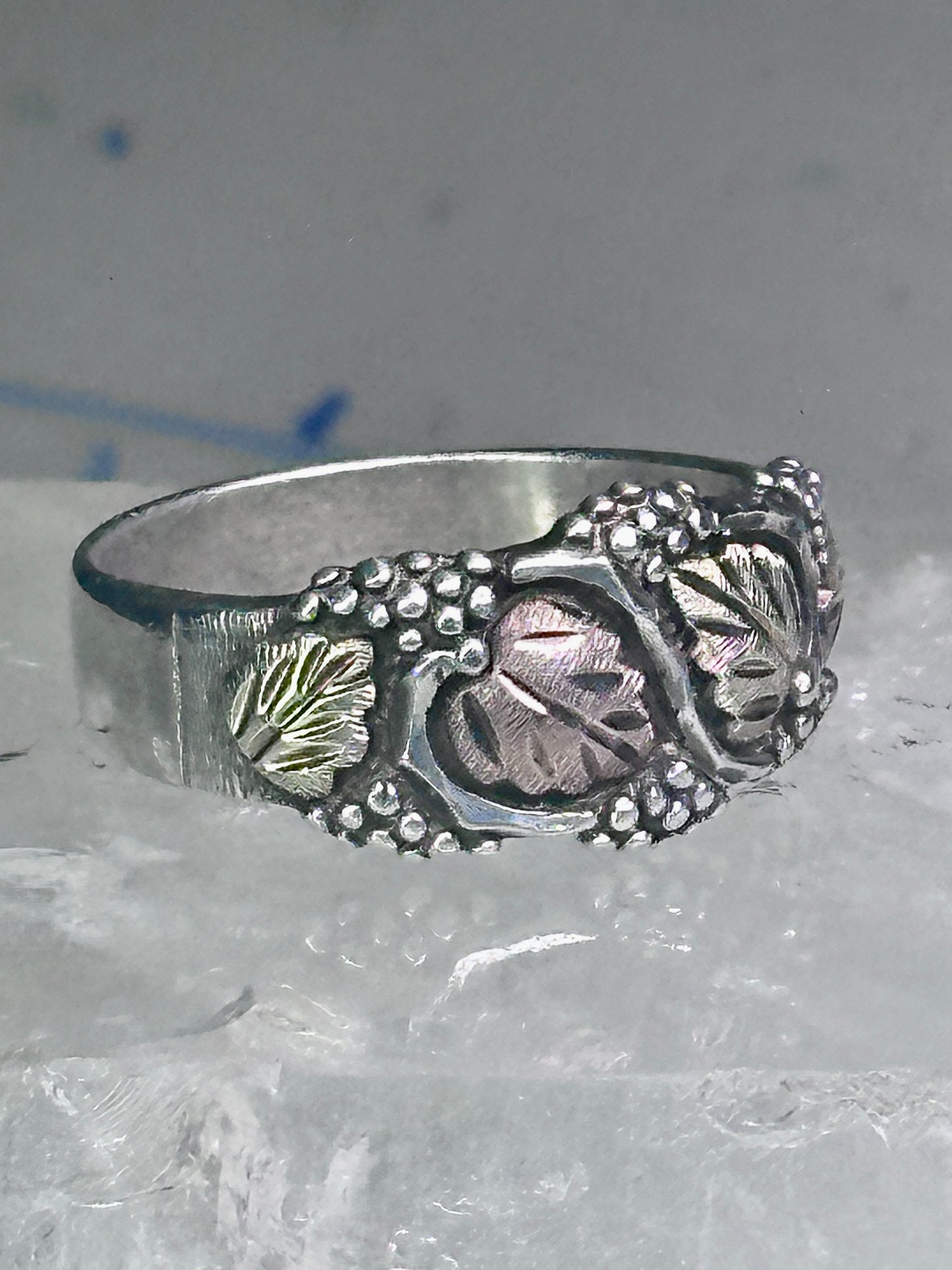 Black Hills Gold Ring leaves wedding band size 10.75 sterling silver women men