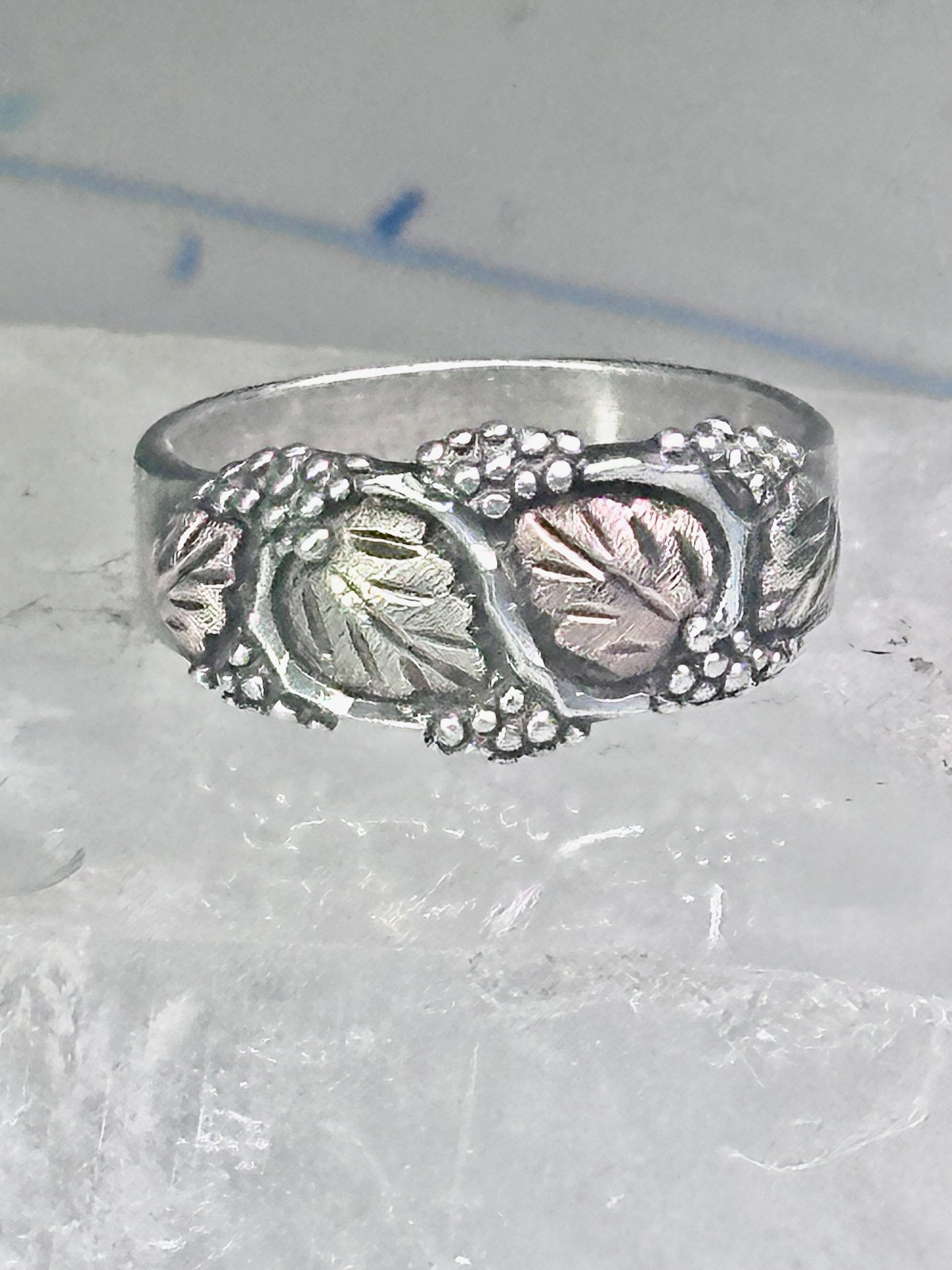 Black Hills Gold Ring leaves wedding band size 10.75 sterling silver women men