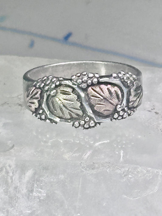 Black Hills Gold Ring leaves wedding band size 10.75 sterling silver women men