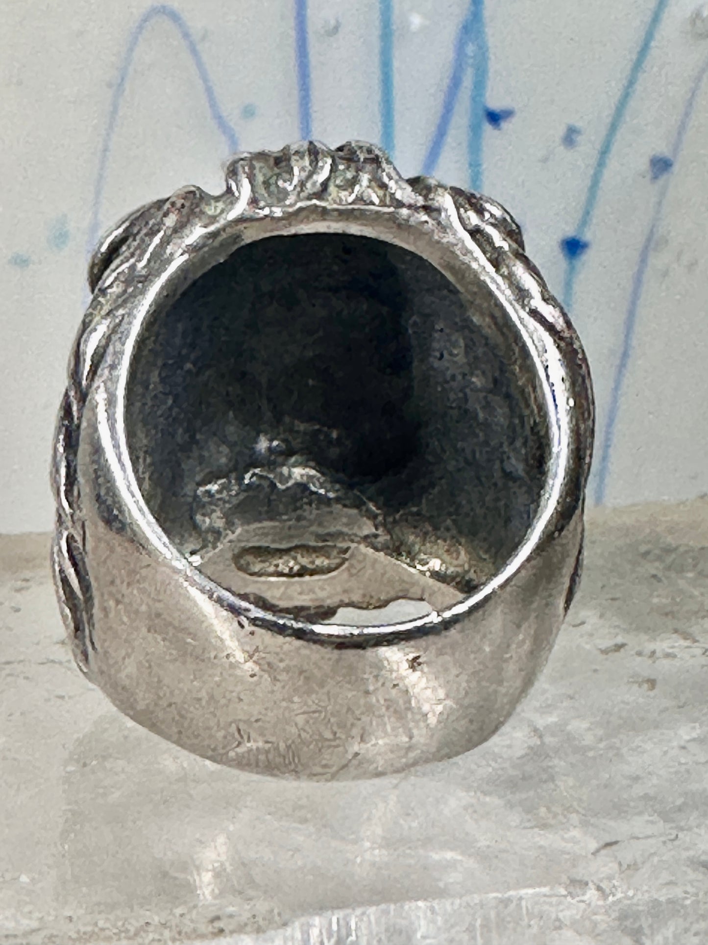 Lion ring lion face heavy band sterling silver size 8 Sterling Silver women men big cat