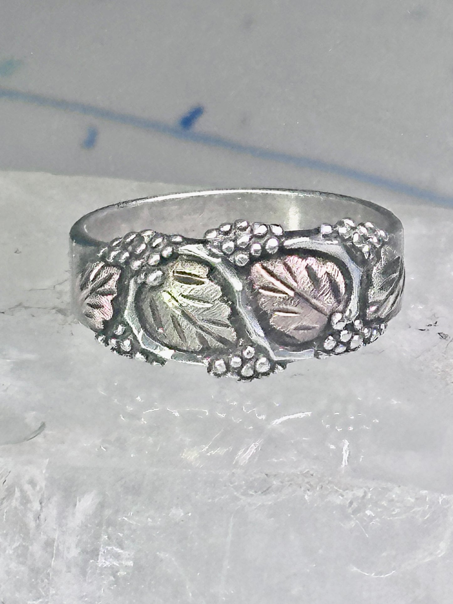 Black Hills Gold Ring leaves wedding band size 10.75 sterling silver women men