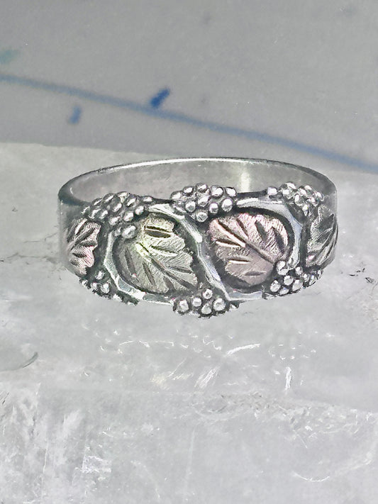 Black Hills Gold Ring leaves wedding band size 10.75 sterling silver women men