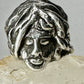 Face ring punk figurative long hair Size 6.75 Sterling Silver women girls