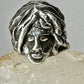 Face ring punk figurative long hair Size 6.75 Sterling Silver women girls