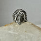 Face ring punk figurative long hair Size 6.75 Sterling Silver women girls