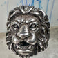 Lion ring lion face heavy band sterling silver size 8 Sterling Silver women men big cat