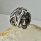 Face ring punk figurative long hair Size 6.75 Sterling Silver women girls