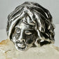 Face ring punk figurative long hair Size 6.75 Sterling Silver women girls