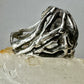 Face ring punk figurative long hair Size 6.75 Sterling Silver women girls