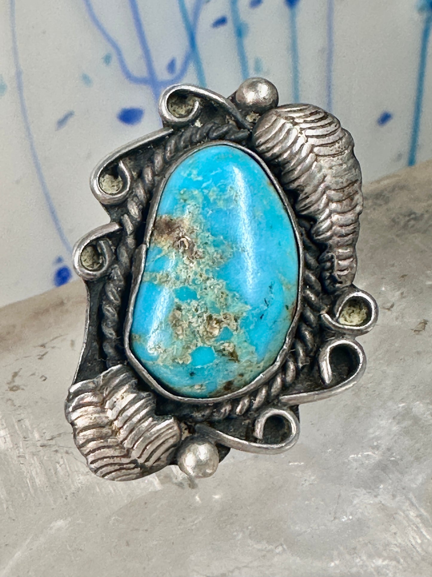 Navajo ring Size 6.25 pebbles rope twist saddle band Sterling Silver women&nbsp;