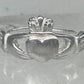 Sterling Silver Claddagh Toe Ring Adjustable Size 2 Irish Celtic Band