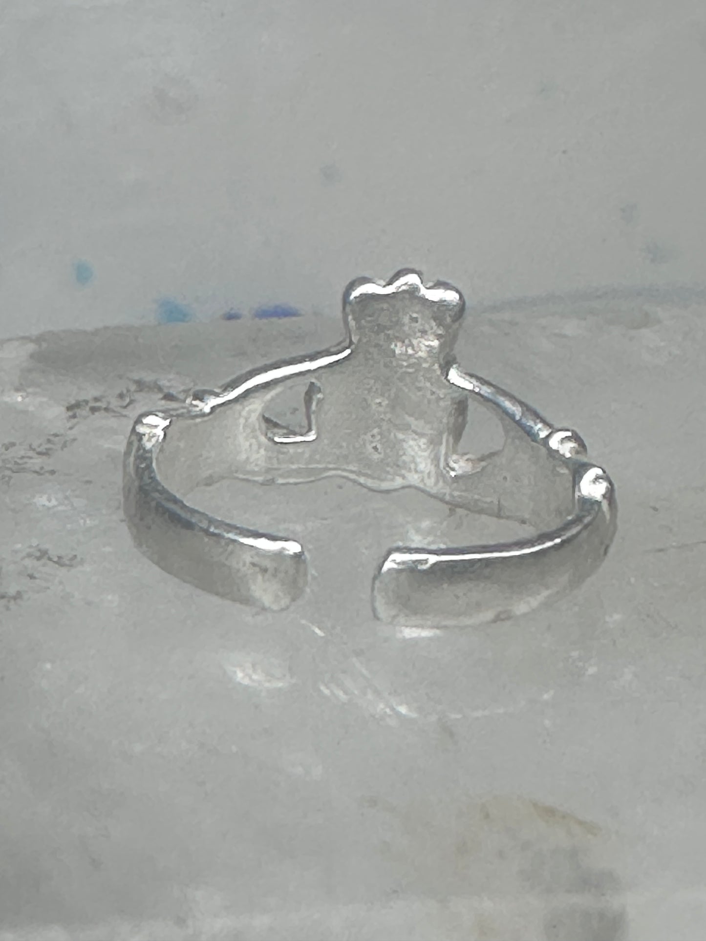 Sterling Silver Claddagh Toe Ring Adjustable Size 2 Irish Celtic Band