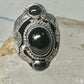Poison ring obsidian ? leaves  band size 7 sterling silver women girls
