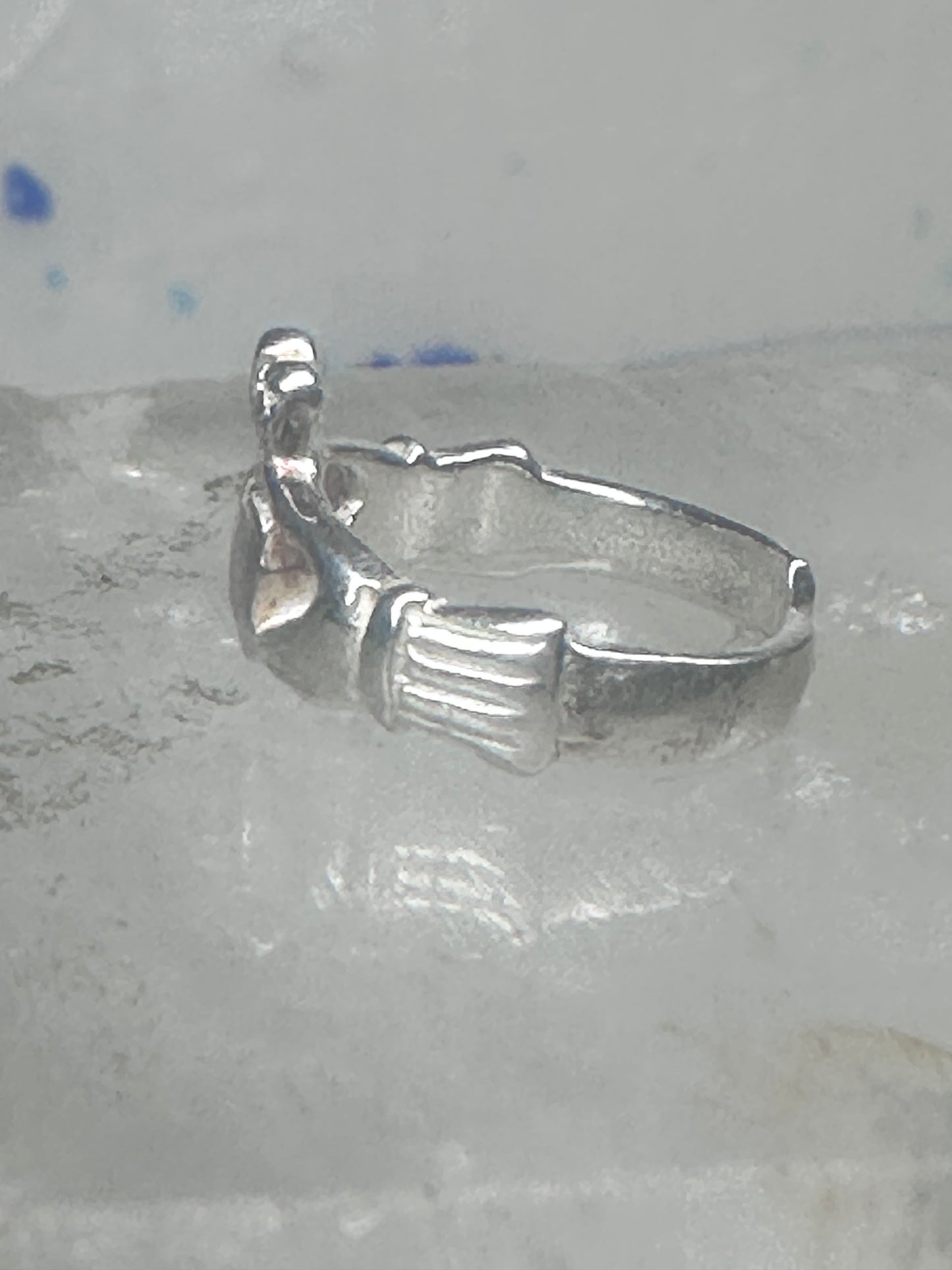 Sterling Silver Claddagh Toe Ring Adjustable Size 2 Irish Celtic Band