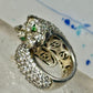 Sonia Bitton ring Big cat CZ green eyes band size 5.7 sterling silver women girls