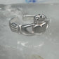 Sterling Silver Claddagh Toe Ring Adjustable Size 2 Irish Celtic Band