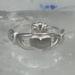 Sterling Silver Claddagh Toe Ring Adjustable Size 2 Irish Celtic Band