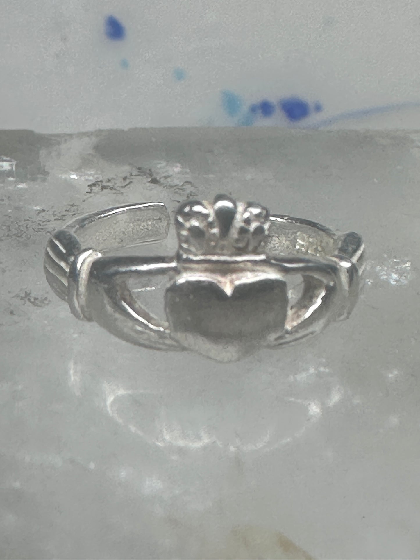 Sterling Silver Claddagh Toe Ring Adjustable Size 2 Irish Celtic Band