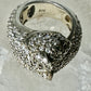 Sonia Bitton ring Big cat CZ green eyes band size 5.7 sterling silver women girls