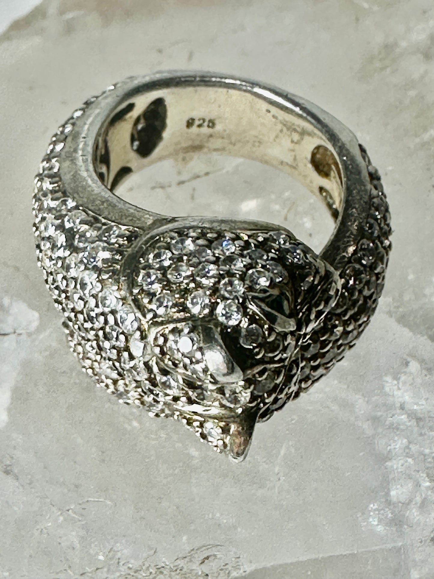 Sonia Bitton ring Big cat CZ green eyes band size 5.7 sterling silver women girls
