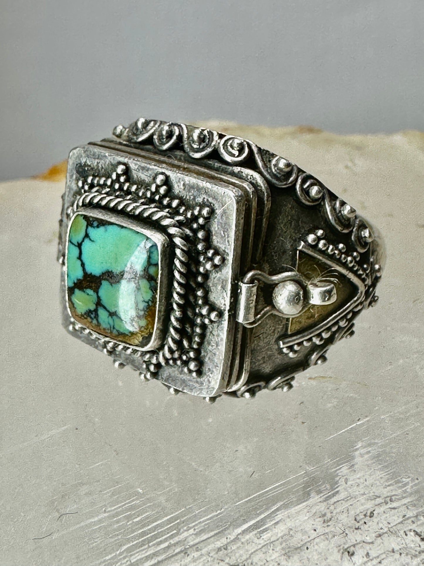 Poison ring turquoise Size 7.75 boho Sterling Silver women girls