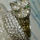Sonia Bitton ring Big cat CZ green eyes band size 5.7 sterling silver women girls