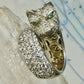 Sonia Bitton ring Big cat CZ green eyes band size 5.7 sterling silver women girls