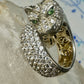 Sonia Bitton ring Big cat CZ green eyes band size 5.7 sterling silver women girls