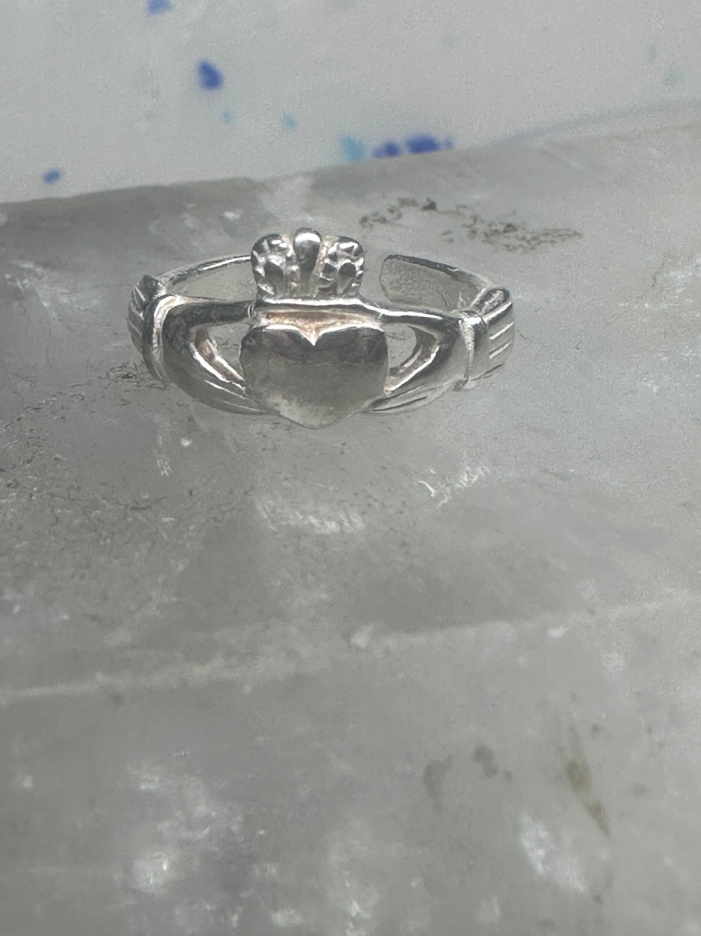 Sterling Silver Claddagh Toe Ring 2.7g Adjustable Size 2.5 Irish Heart Band