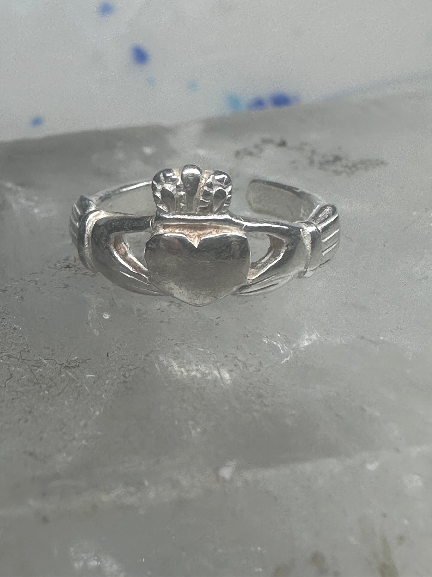 Sterling Silver Claddagh Toe Ring 2.7g Adjustable Size 2.5 Irish Heart Band