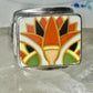 Maisels Trading Post Porcelain Tile Flower ring heavy Arrows band size 8.75 sterling silver women girls