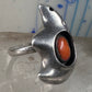 Bear ring Coral band Size 6 Southwest tribal Sterling Silver women