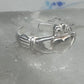 Sterling Silver Claddagh Toe Ring 2.7g Adjustable Size 2.5 Irish Heart Band