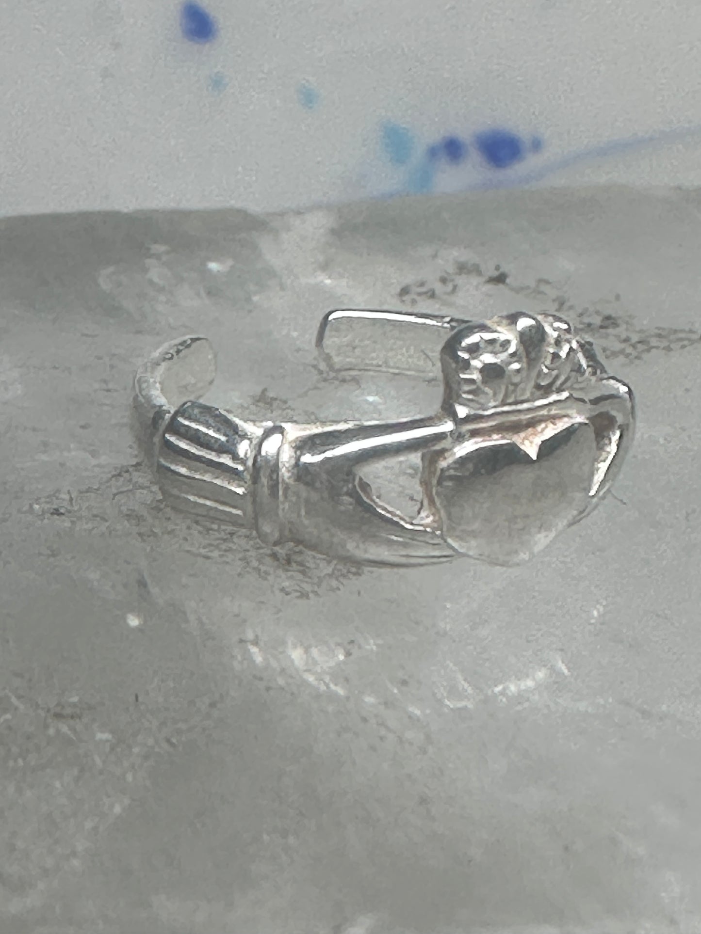 Sterling Silver Claddagh Toe Ring 2.7g Adjustable Size 2.5 Irish Heart Band