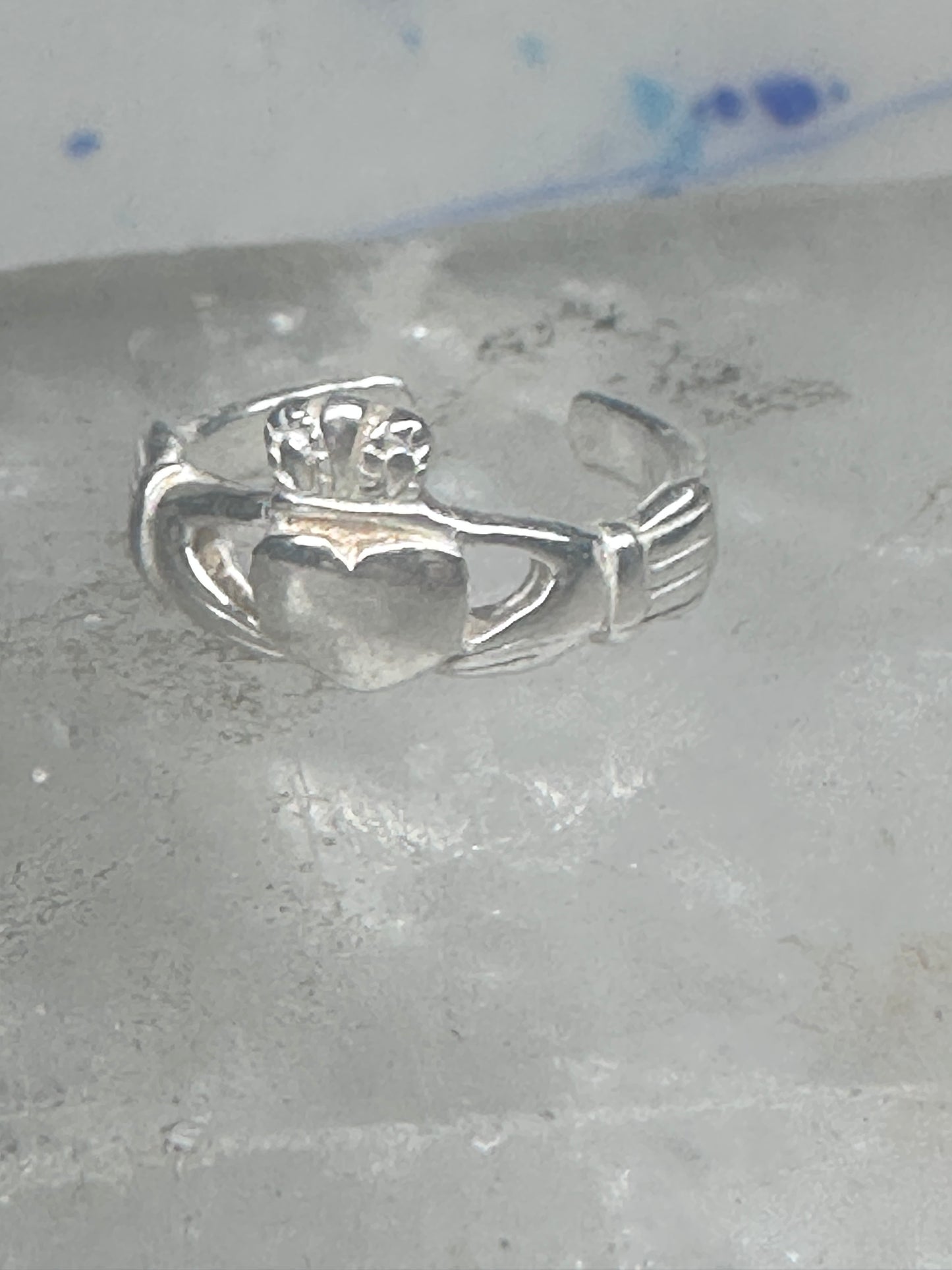 Sterling Silver Claddagh Toe Ring 2.7g Adjustable Size 2.5 Irish Heart Band