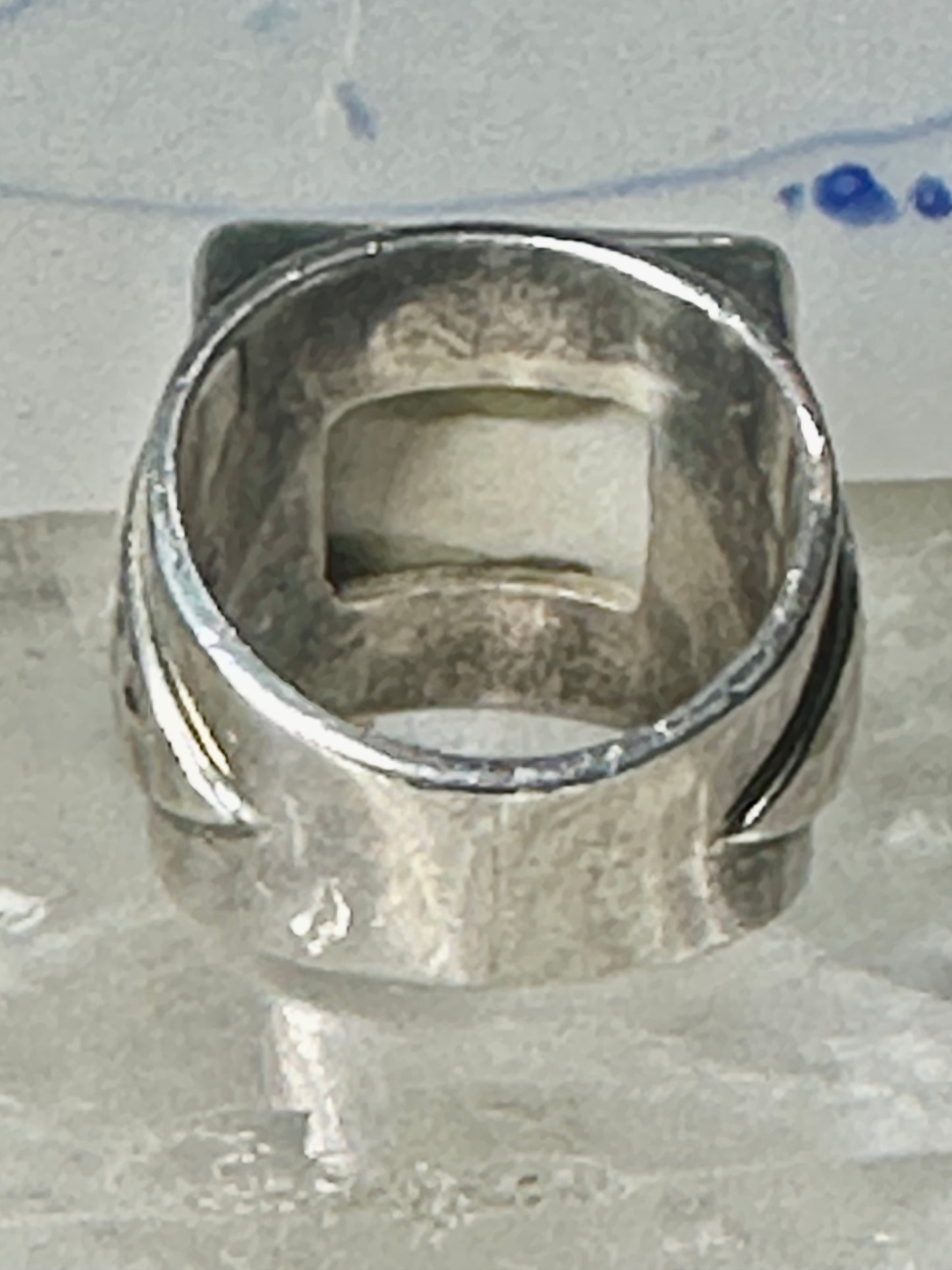 Maisels Trading Post Porcelain Tile Flower ring heavy Arrows band size 8.75 sterling silver women girls