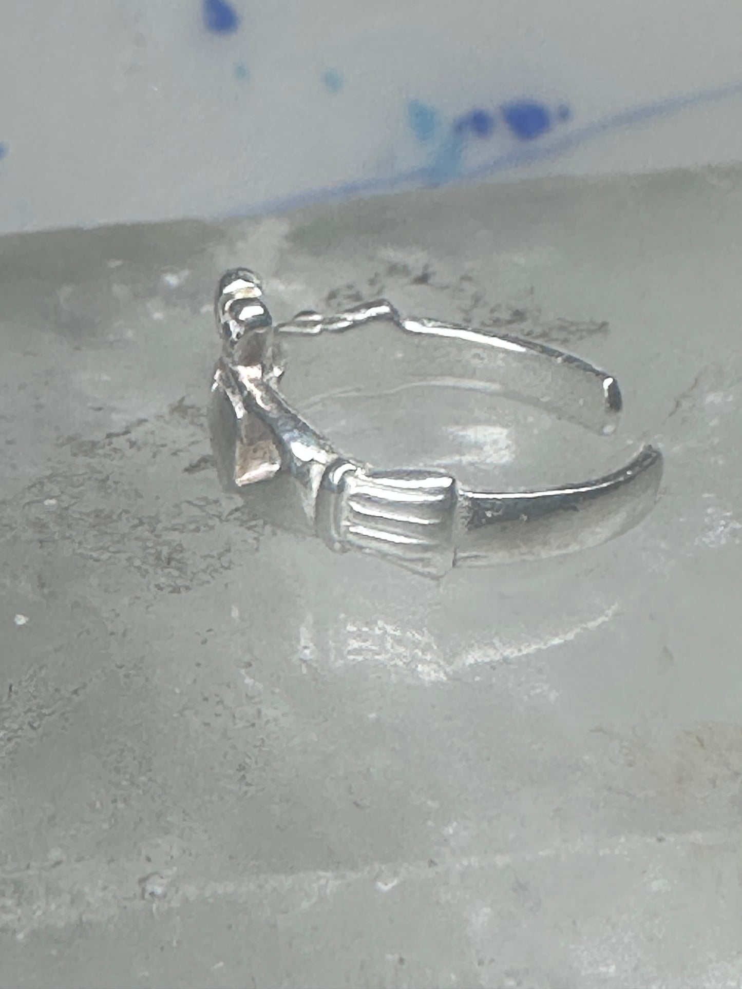 Sterling Silver Claddagh Toe Ring 2.7g Adjustable Size 2.5 Irish Heart Band