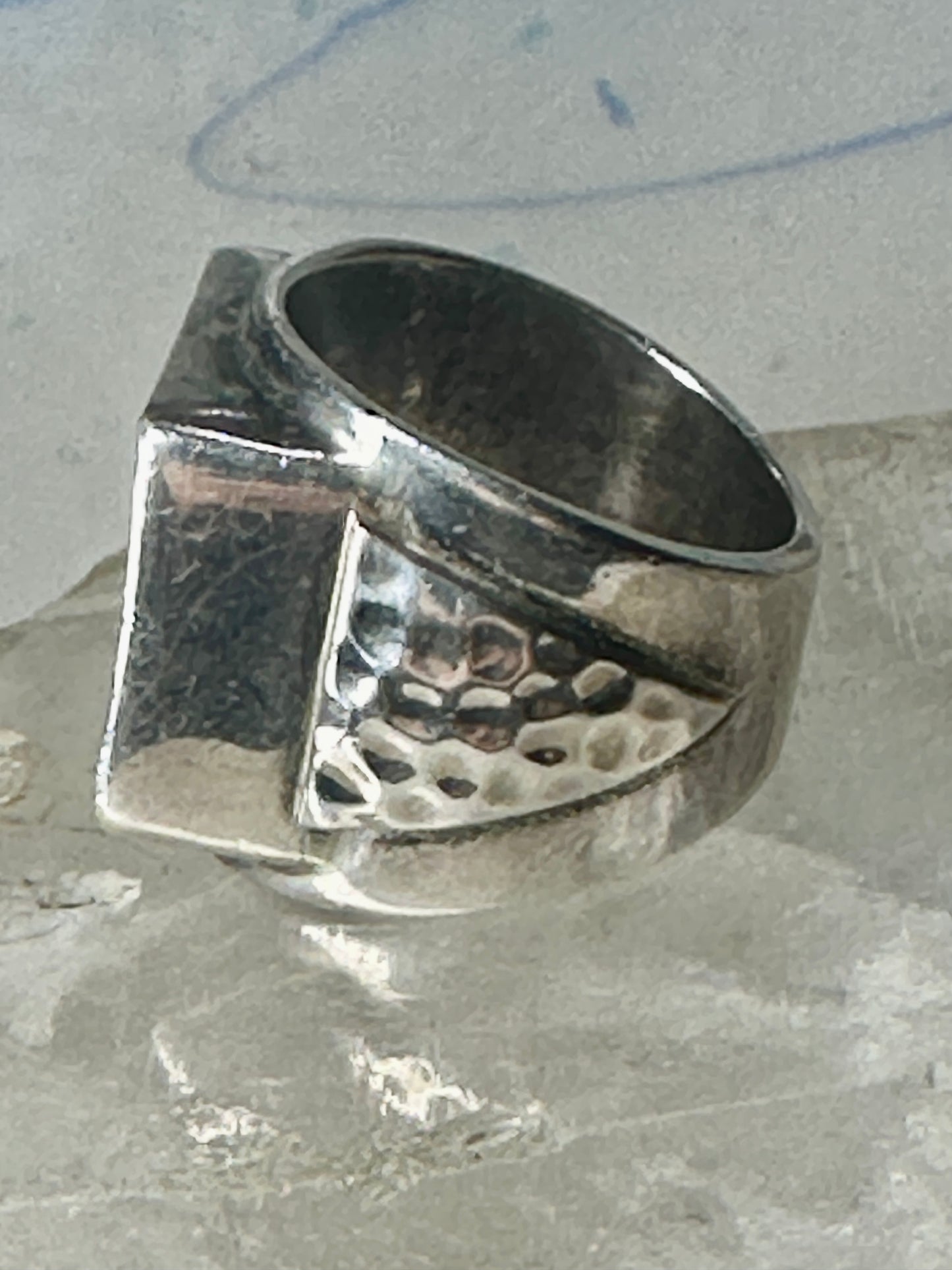 Maisels Trading Post Porcelain Tile Flower ring heavy Arrows band size 8.75 sterling silver women girls