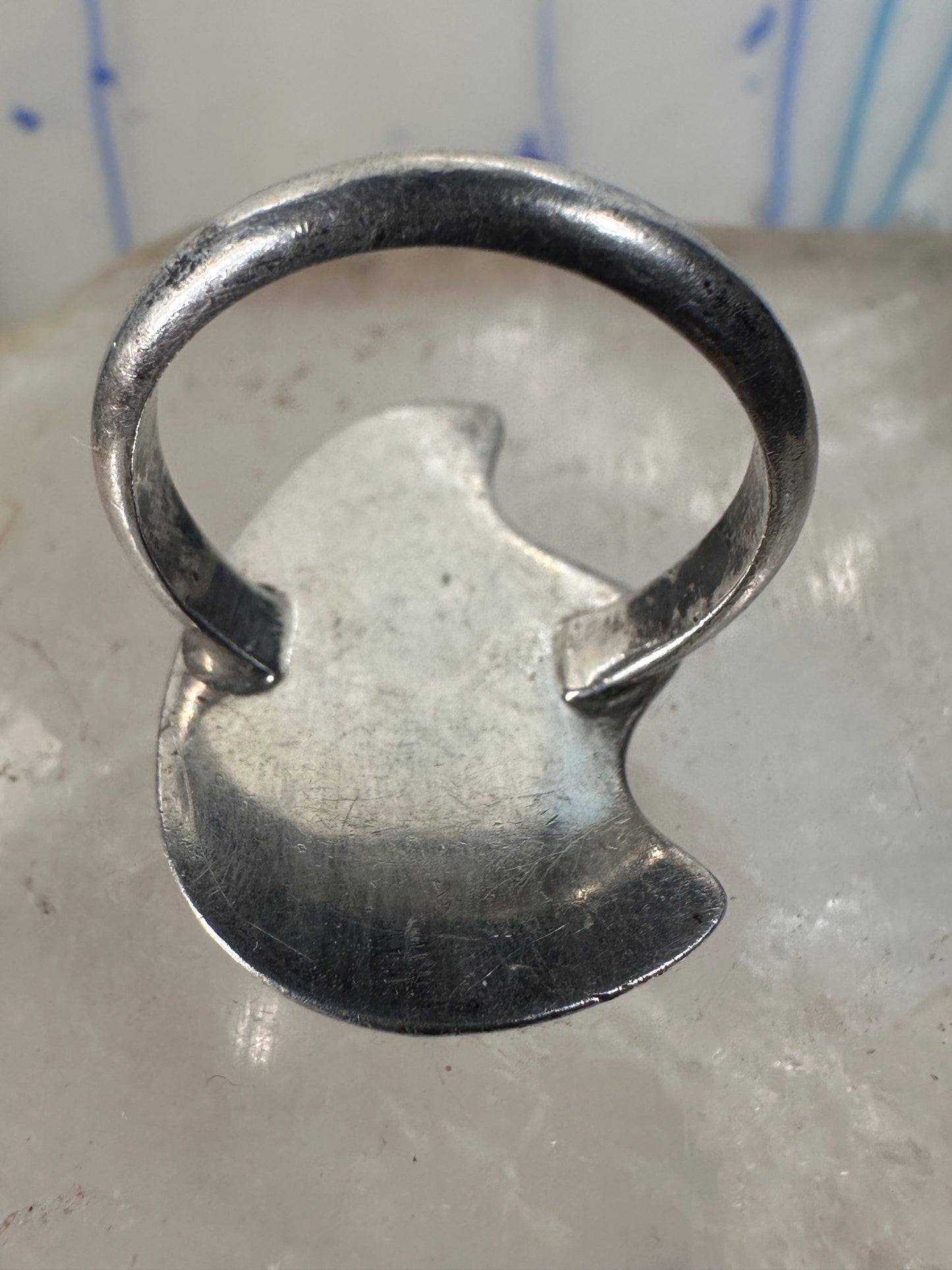 Bear ring Coral band Size 6 Southwest tribal Sterling Silver women