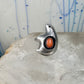 Bear ring Coral band Size 6 Southwest tribal Sterling Silver women