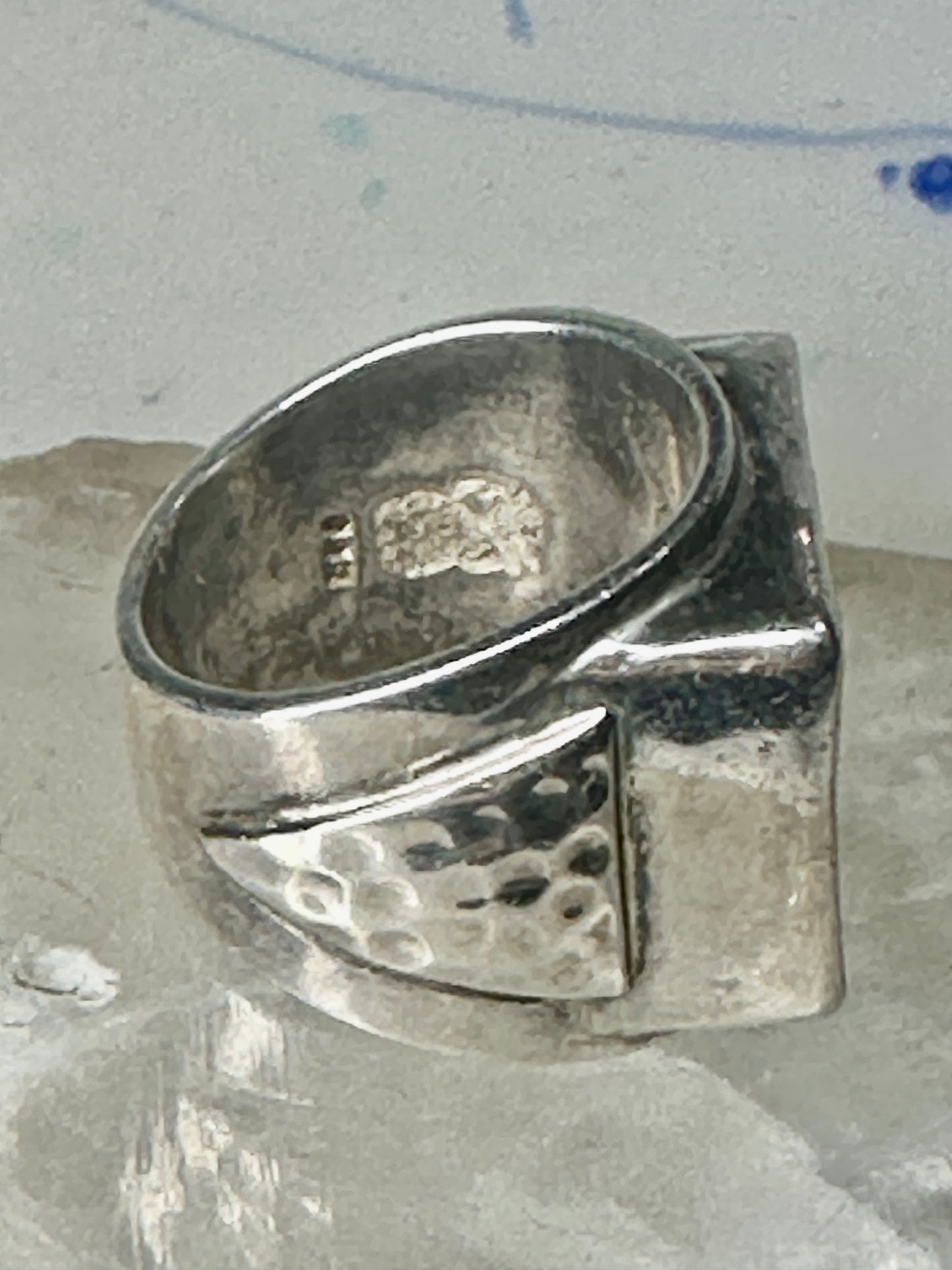 Maisels Trading Post Porcelain Tile Flower ring heavy Arrows band size 8.75 sterling silver women girls