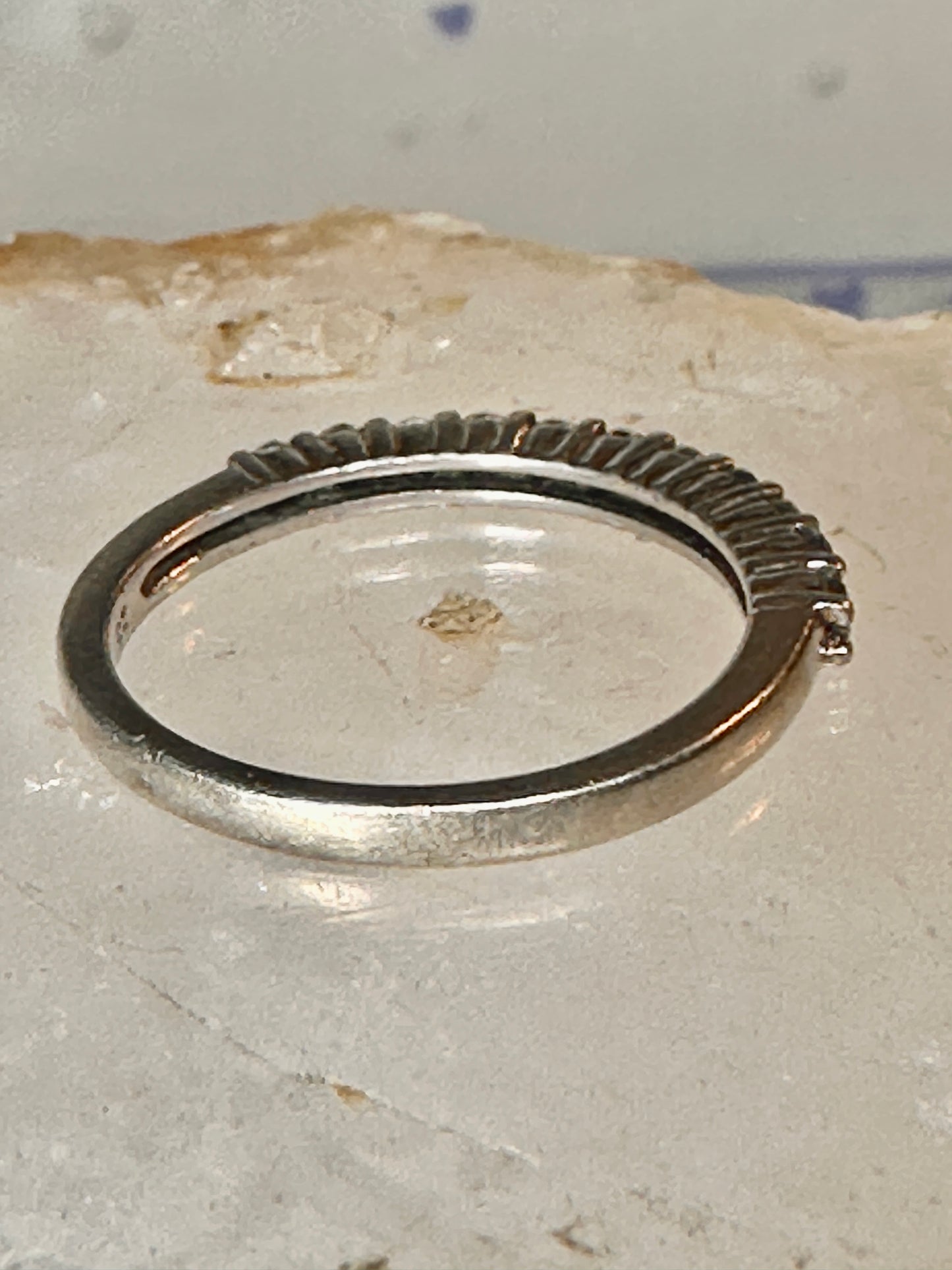 Vintage CZ Crystal Ring size 6.75 Stacker Cocktail Eternity Sterling Silver band